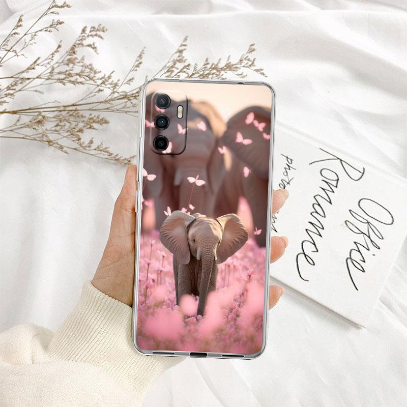IK4 Animal Elephant Transparent Phone Case for Samsung Galaxy A04 A04S A14 A23 A34 A54 M23 M33 M52 M53