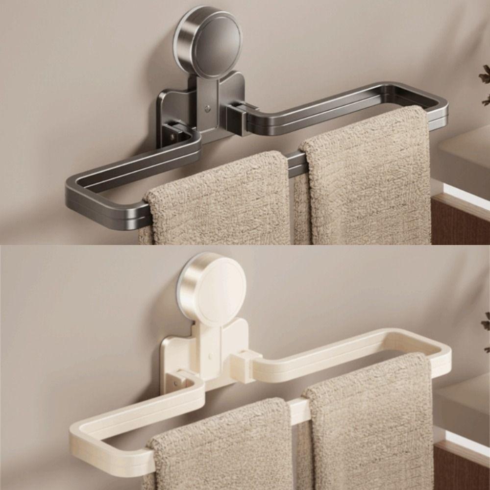 Wall Mounted Bathroom Towel Rack Nail Free Installation Folding Storage Shelf  Toilet