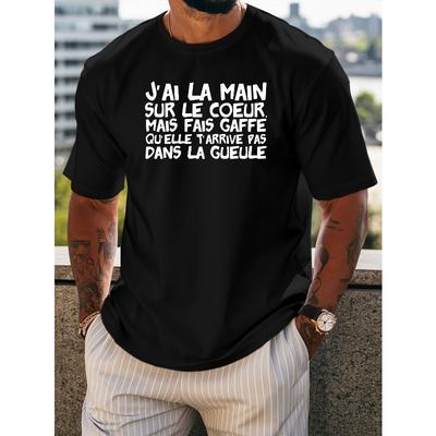 Graphic Men's Summer Short-sleeved T-shirts, Fashionable and Trendy Printed Men's Bottoming Shirts, Spring and Summer Round Neck Casual Versatile Tops