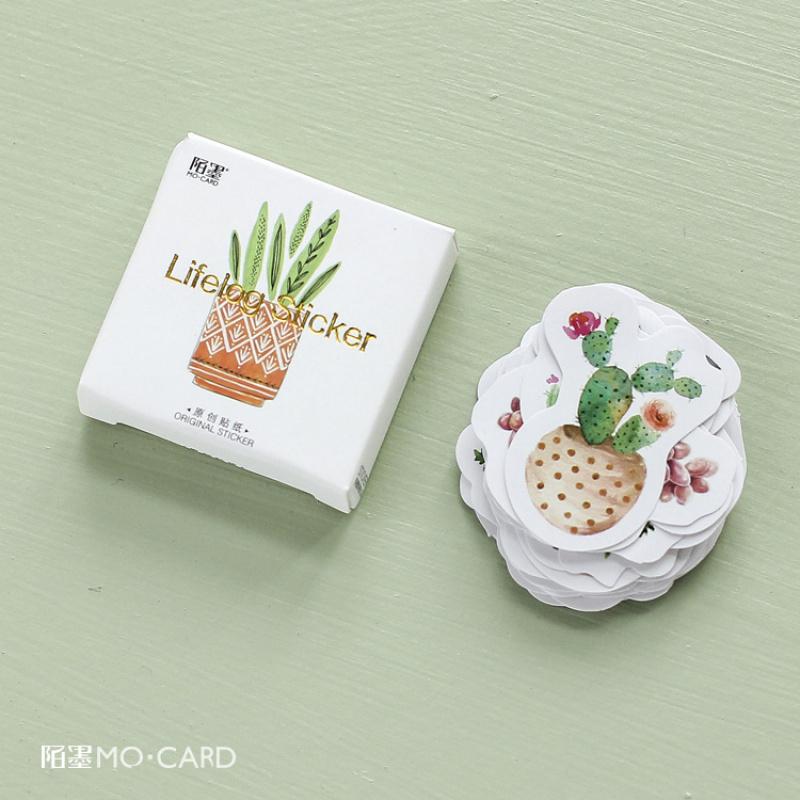 45 Sheets Succulent Green Plant Stickers, Fresh Healing Journal Decor, Potted Plant DIY Collage Material