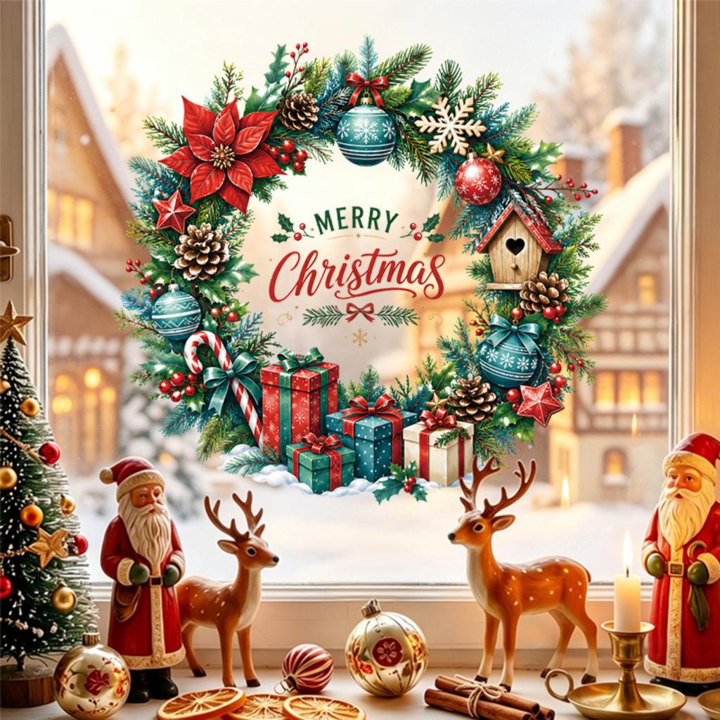 Christmas Static Cling Decals for Living Room, Bedroom and Holiday Party Decoration