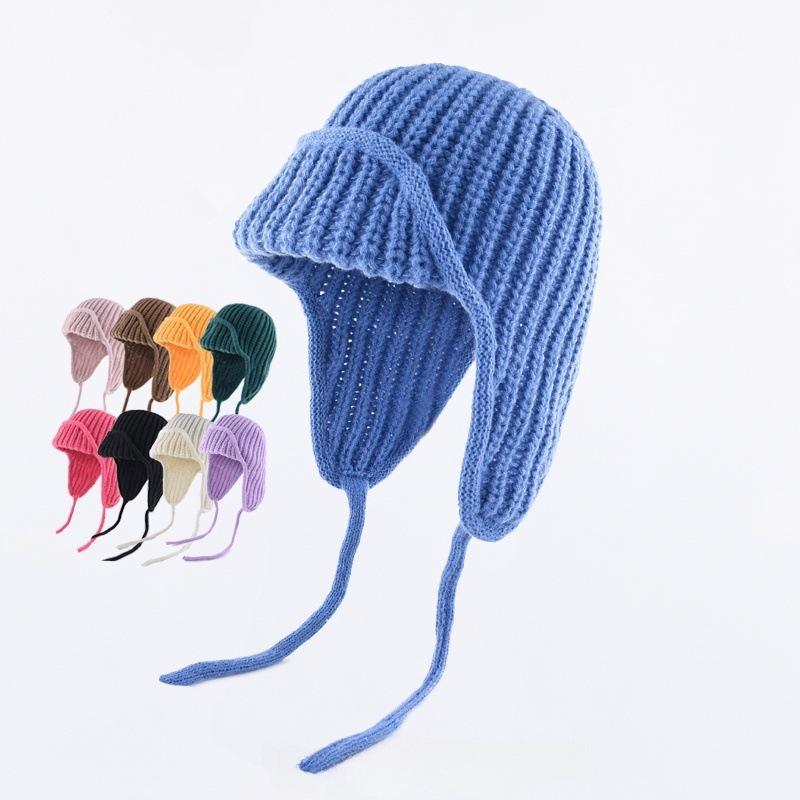 Women's Autumn/Winter Wool Knit Hat with Ear Protection - Korean Style Fashion