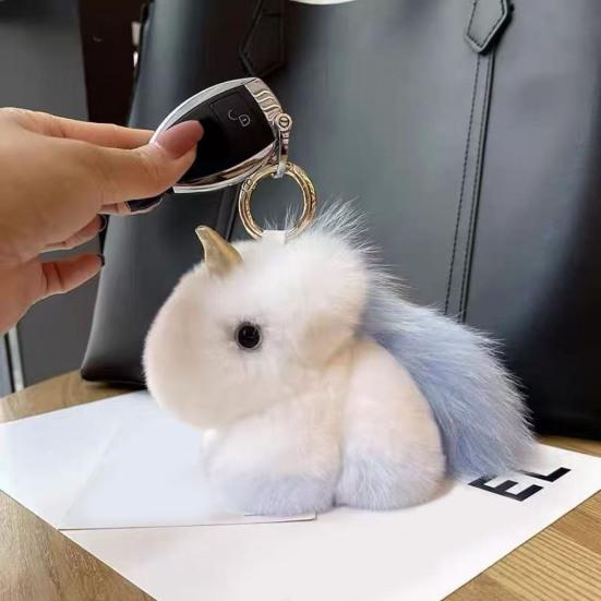 Keychain Pendant Imitation Mink Fur Horse Charm Soft Fabric Keyring Pendant Backpacks Handbags Accessories