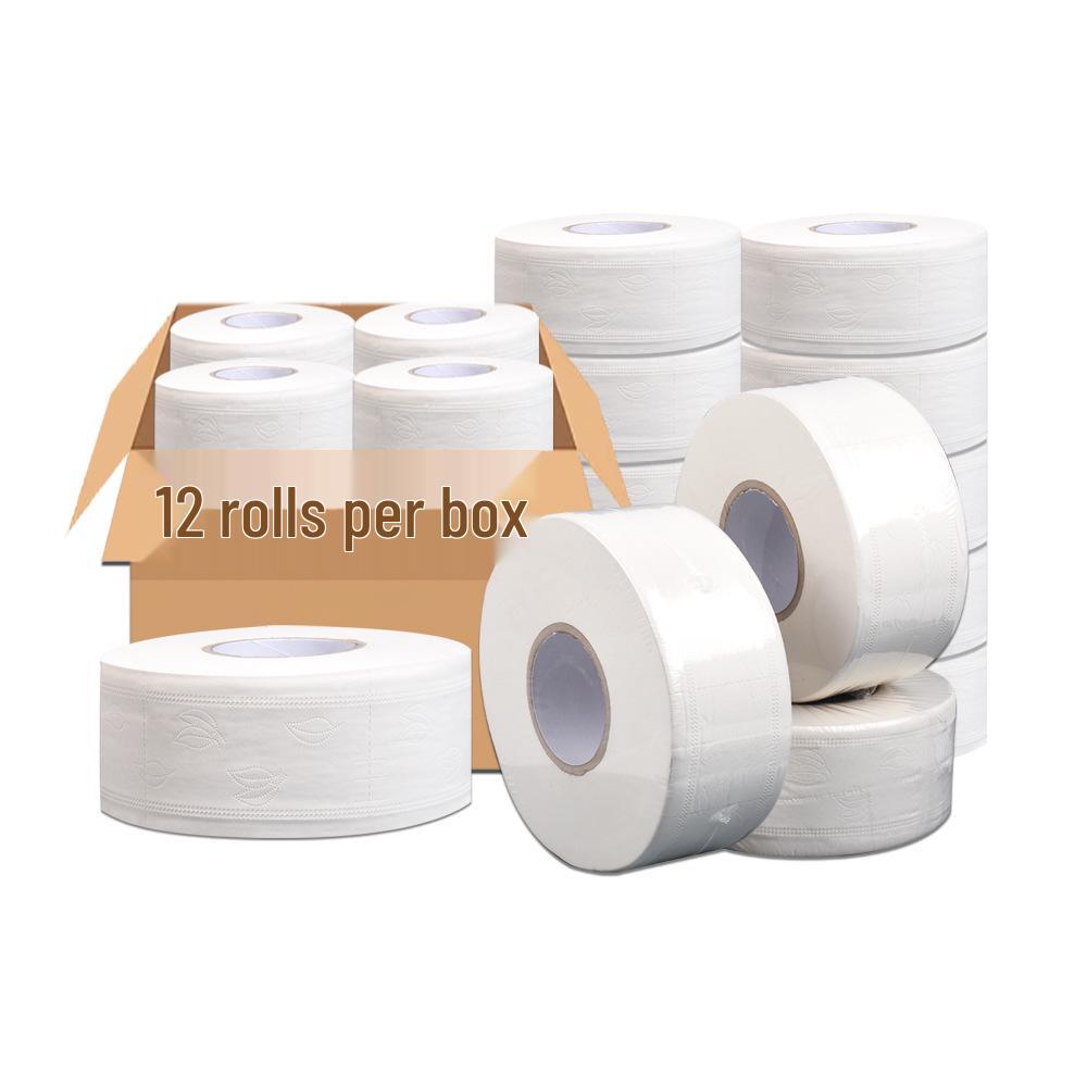 Bulk Pack: 12 Rolls Large Disc Commercial Bathroom Toilet Paper for Hotels