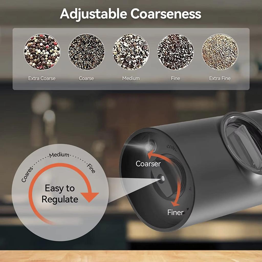 1pc USB Electric Pepper Grinder Adjustable Rechargeable Non-rough Spice Grinder Convenient Automatic Grinder Kitchen Tools
