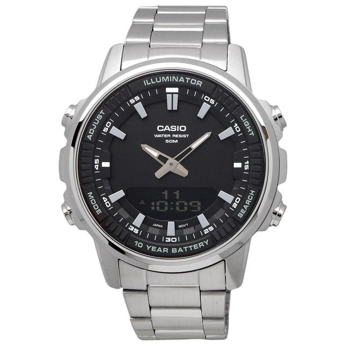 Casio World Time Analog-Digital Quartz Men's Watch AMW-880D-1AV Black Metal Band