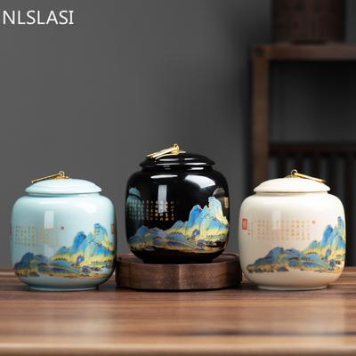 Exquisite Ceramics Tea Caddy Travel Tea Bag Storage Box Household Oolong Tieguanyin Sealed Jar Coffee Canister Spice Organizer