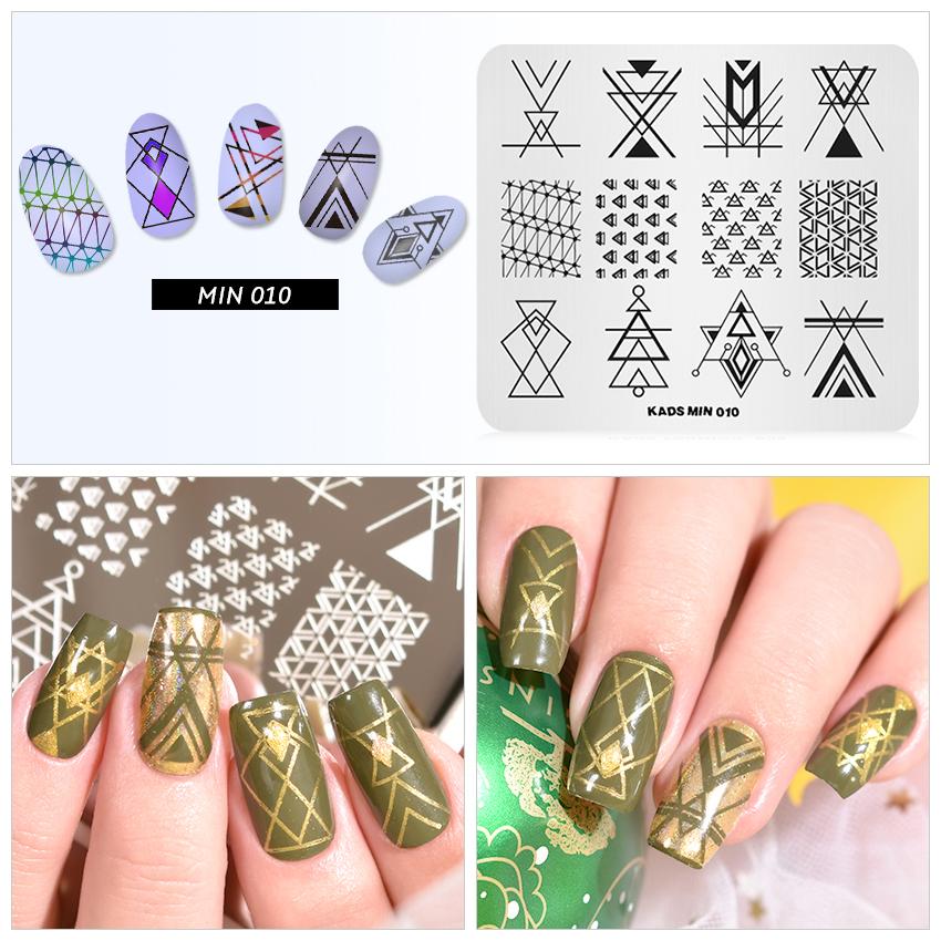 kads MIN 010 Geometric Nail Stamping Plate Nail Decoration Nail Art Stamp Image Plates Design Stamping Template