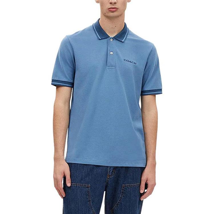 Coach Ss24 Logo Letter Print Casual Short Sleeve Polo Shirt Men Polo Shirts Blue CR488-BLU