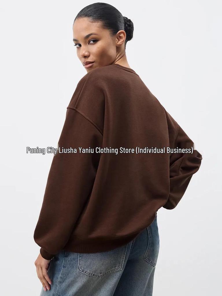 European-American Style Trendy Round Neck Hip Hop Hoodie: Autumn-Winter Edition with Unique Design and Thickened Fabric