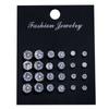 12 Pair/Lot White Shiny Wedding Stud Earrings Set for Women Men Crystal Jewelry Accessories Oorbellen Jewelry Earrings