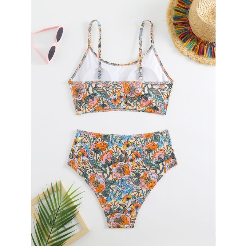 Nouveau Maillot de Bain Bikini Sexy Bikini Imprimé Taille Haute Maillot de Bain à Fente pour Femmes