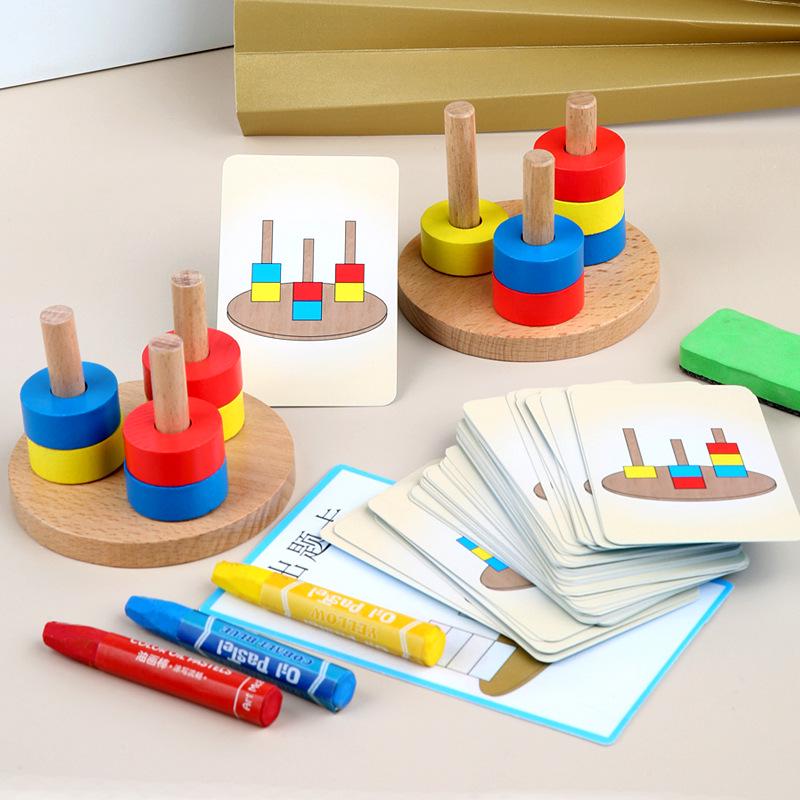 Montessori Colorful Stacking Rings - Interactive 3D Puzzle & Brain Training Wooden Toy for Kids