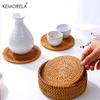  1PC Round Natural Rattan Coasters Bowl Pad Handmade Padding Cup Mat Insulation Placemats Kitchen Decoration Accessories