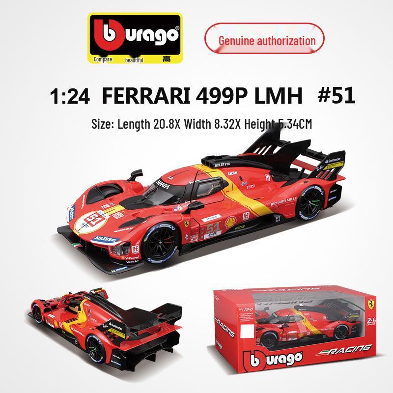

Bimego 1:24 Ferrari Le Mans 499P Реплика Модель автомобиля из сплава Украшение Коллекция