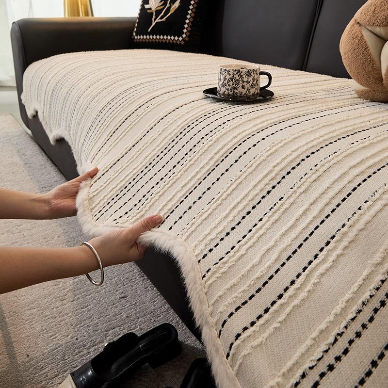 Special-Shaped Sofa Cushion Plush Autumn And Winter Thickened Leather Sofa Special Seat Cushion Fixed Non-Slip  New Sofa Cover