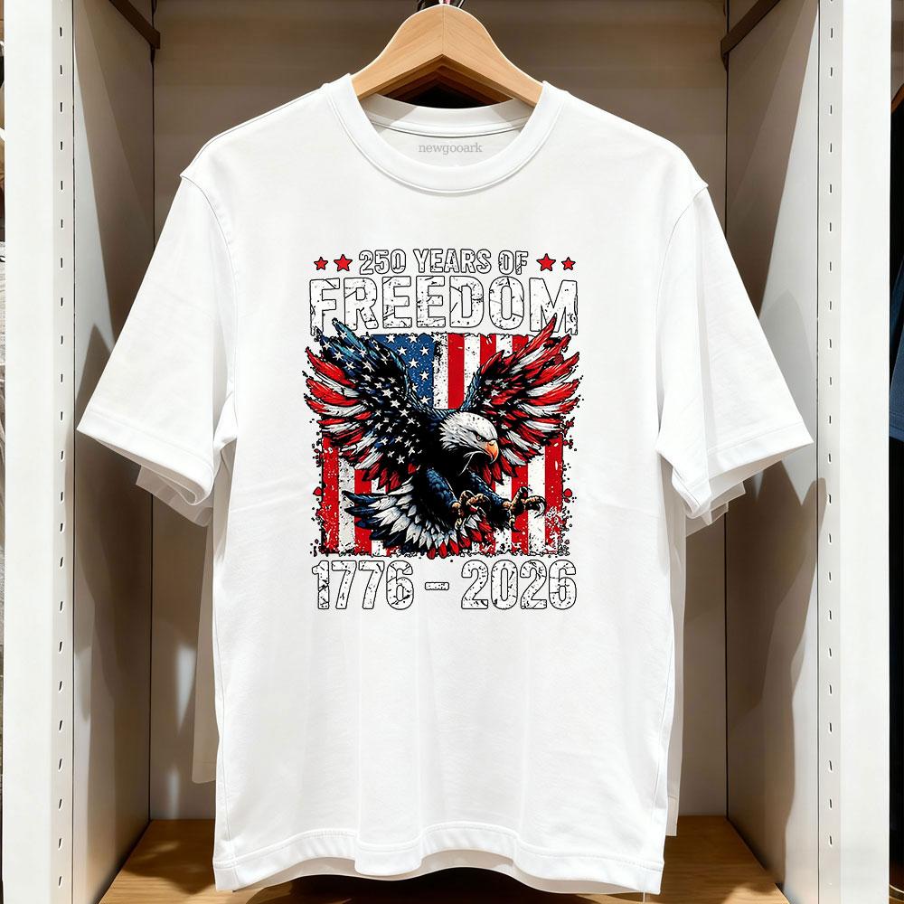 

250th Anniversary US Flag 250 years of freedom 17762026 t shirt Women Unisex Casual cotton graphic t shirts Creative streetwear S