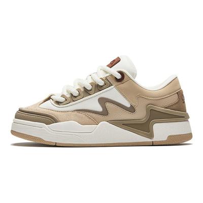 Synthetic Leather Comfortable Versatile Wear-Resistant Shock-Absorbing Non-Slip Low-Top Skate Shoes Women Sneaker Brown White 122448081-4