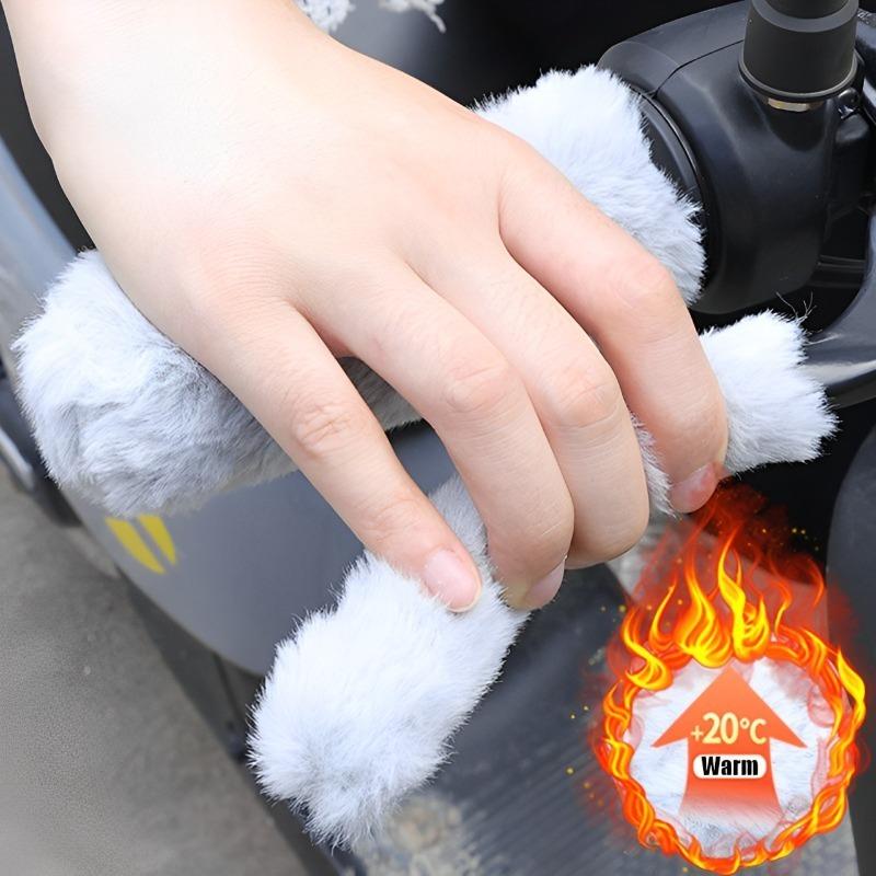 Simulated Plush Grip Glove Motorcycle Handle Cover for Winter Thick Warm Handle Gloves Covers Universal Scooters Hand Warmer