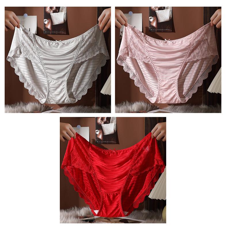 3Pcs/Set Lace Women Panties Breathable Plus Size Underwear French-Style Briefs Butt Lift Lingerie XL XXL 3XL 4XL 5XL