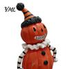 Cute Spooky Shelf Sitters Wooden Halloween Resin Figurines, Pumpkin Scarecrow Wizard Owl Black Cat Holiday Fireplace Mantel Decor Statue, Rustic