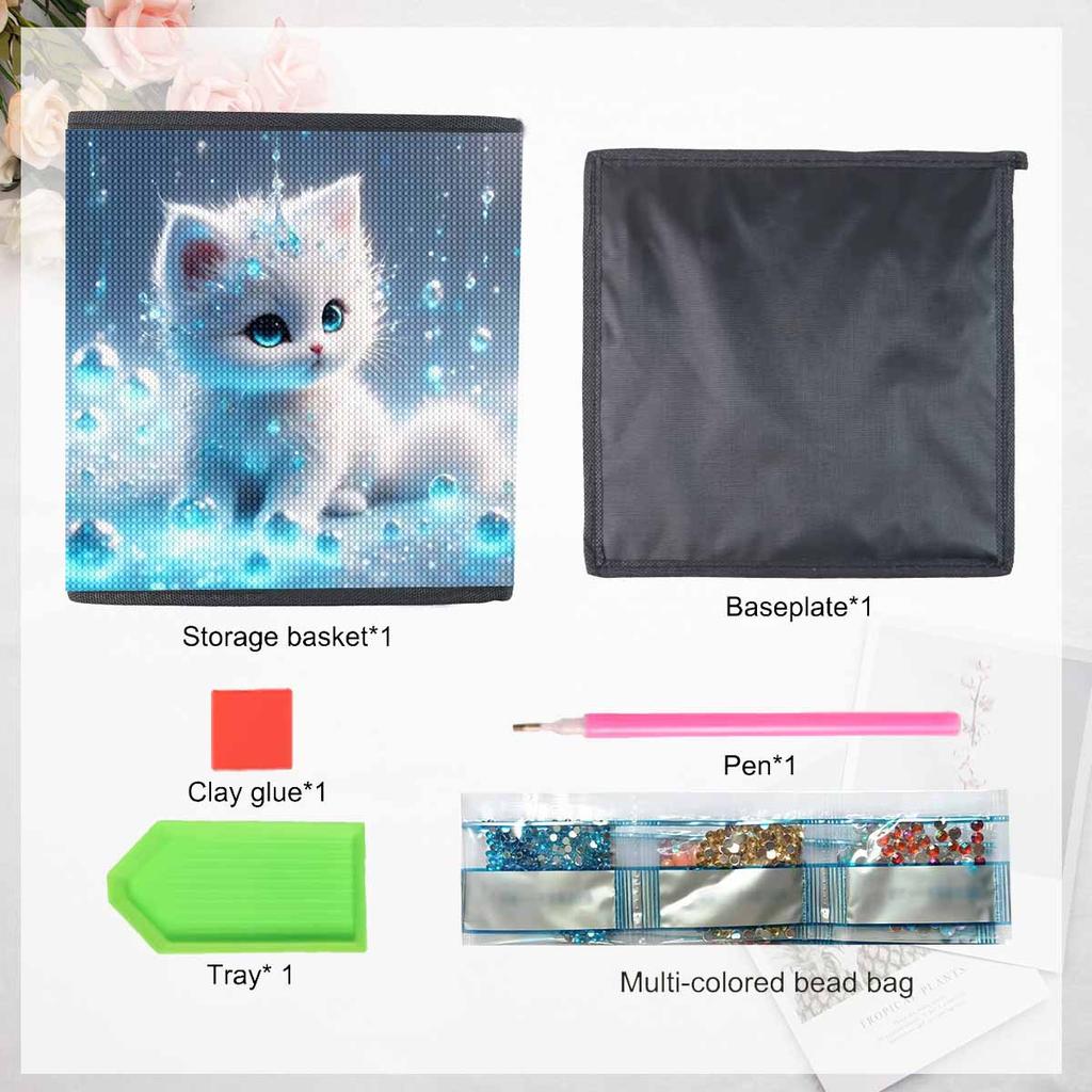 Cute little cat 5D Diamond Painting Storage Basket Full Round Drill Mosaic Diamond Embroidery Cross Stitch Kits Home Decor Home Decor
