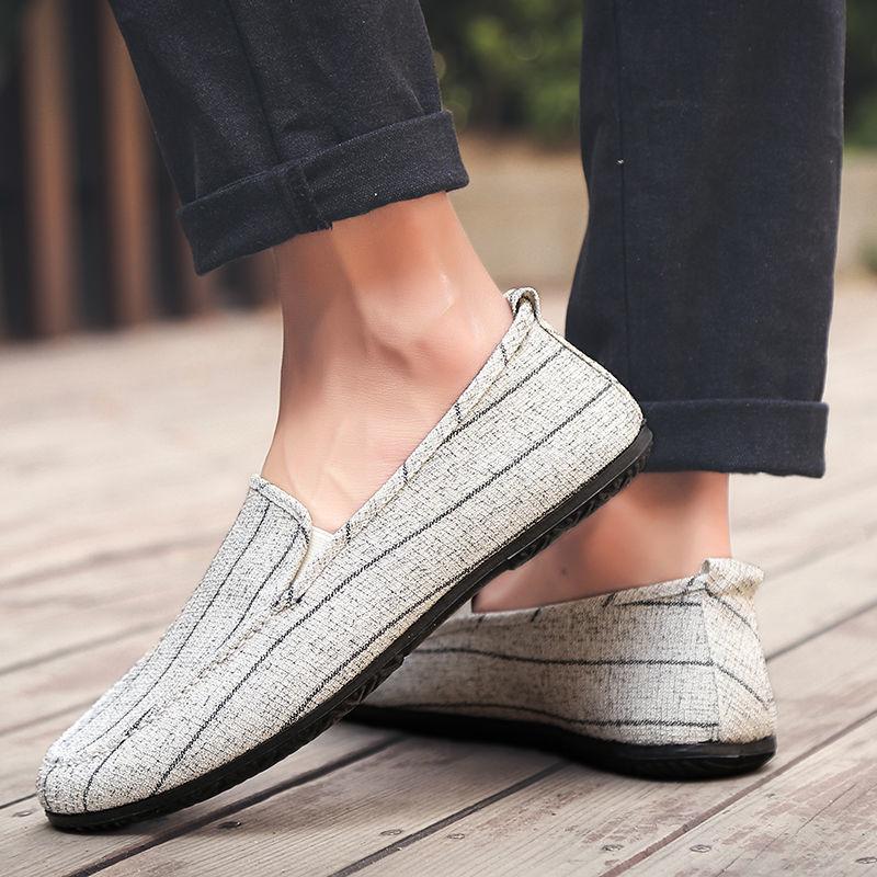 Fashion Man Shoe Ethnic Style Black Flat Breathable Slip-on Sneakers Designer Luxury Retro Hiking Classic Original Casual Shoes for Men