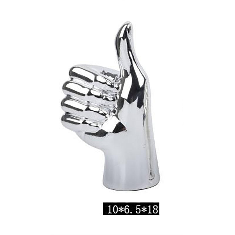 Creative Resin Figurines Silver Gesture OK Finger Hand Sculpture Thumb Ornament  Decorative Figurines Home Decoration