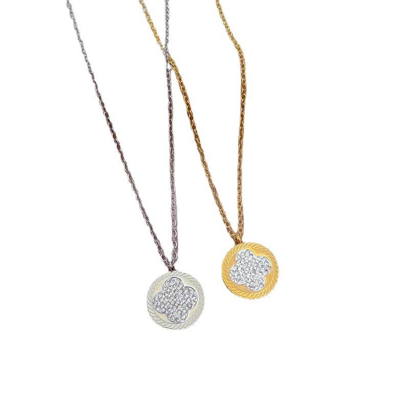 Leichter Luxus Vierblattblume Minimalistischer Windofen Echte Goldkette Damen Schlüsselbeinkette Accessoires