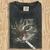 Maglietta Divertente Gatto Che Fuma Comfort Colors, Maglietta Grafica Meme Grunge Vintage, Unisex per Uomo e Donna