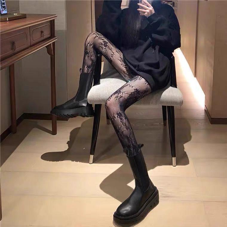 Women s Thin Black Stockings, Disco Stockings, Trendy Letter Fishnet Stockings One Size
