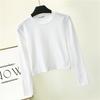 Sexy Black Cotton Women's Clothing O Neck Long Sleeve Navel Autumn Base Women's Clothing Fashion Casual Ropa Mujer