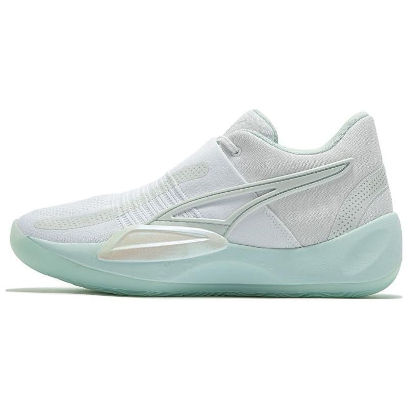 

Puma Rise Nitro Ice Кроссовки мужские с круглым носком, шнуровкой, тканевым верхом, нескользящие, износостойкие, низкие, для баскетбола, 377592-01, бело-зеленые 46