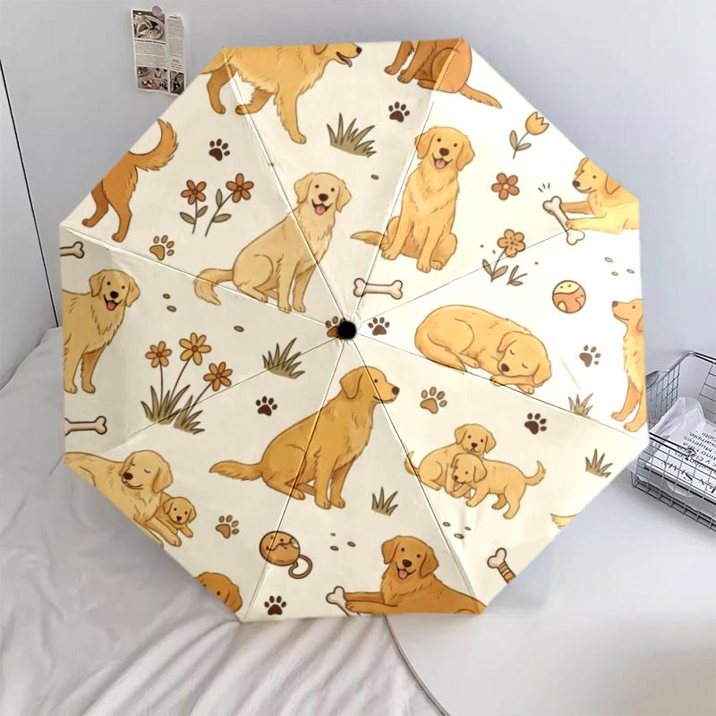 1 PC Automatic Folding Umbrella - Cute Dog Pattern, Portable & Foldable Design with 8 Ribs, Christmas Birthday Gifts