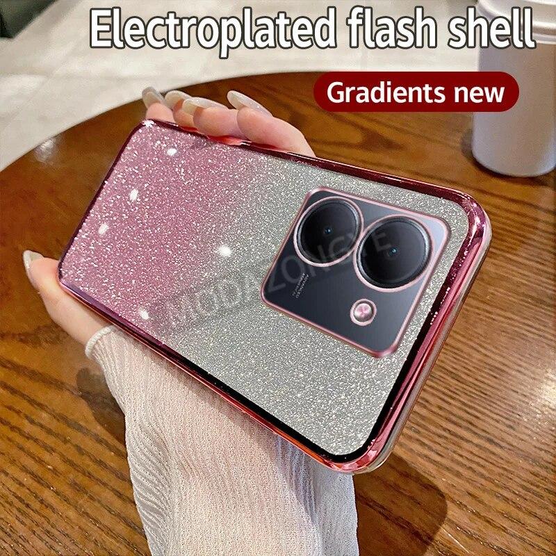 For VIVO Y36 4G Case Electroplating Luxury Soft Glitter TPU Back Cover VIVO Y36 5G Phone Casing For Girl Woman