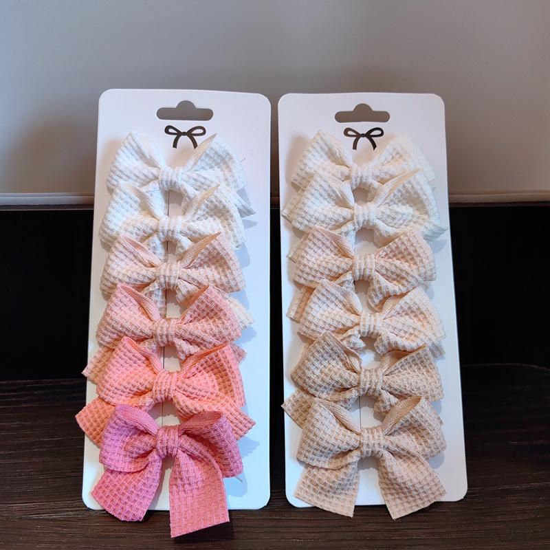 6 ks Měkká bavlněná sponka do vlasů s mašlí Dívčí sladký kostkovaný design Sponka do vlasů Blok Jemný úchop do vlasů Sponky Kawaii Dětské doplňky