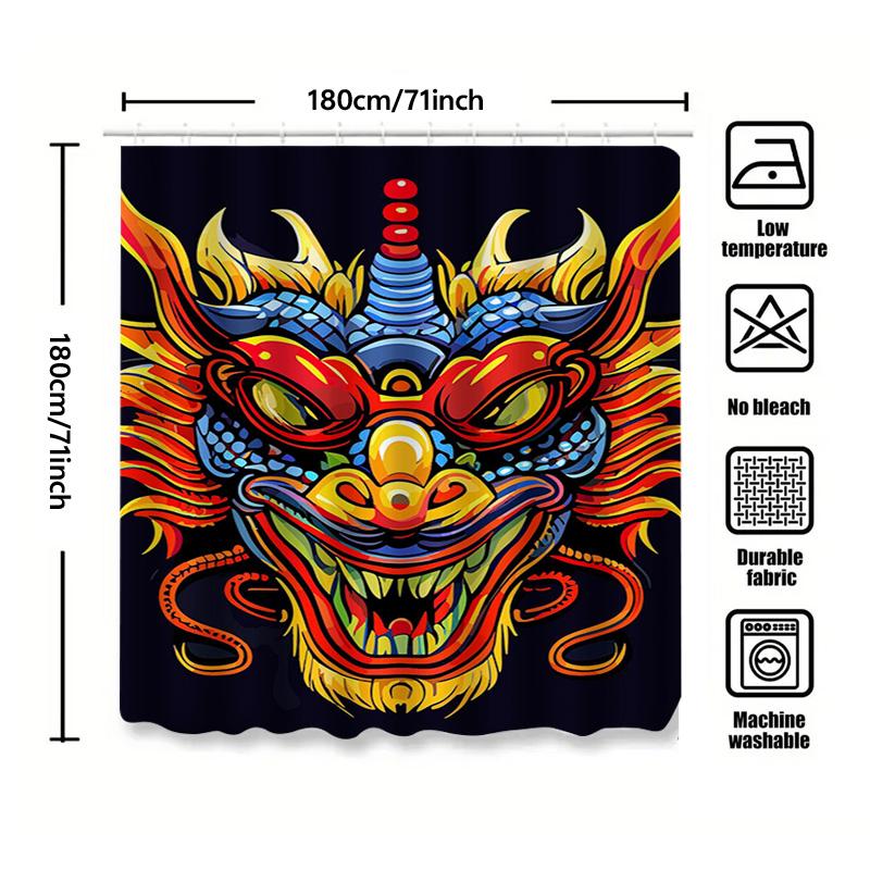 Tuniu Vibrant Dragon Shower Curtain Cool Chinese Monster Art Bathroom Decor Unique Design