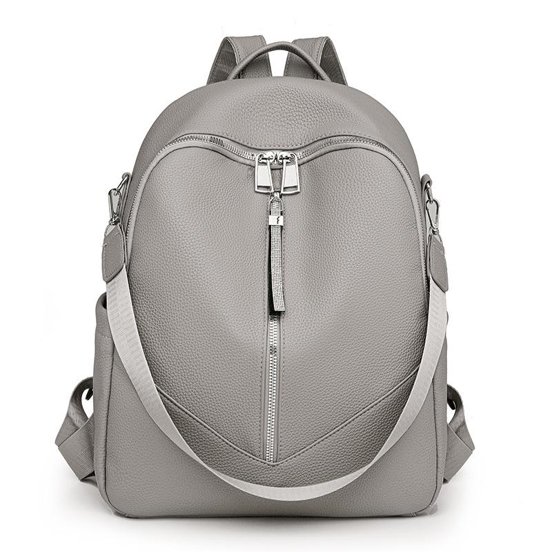 New Casual Backpack Women's Backpack Large Capacity Fashion Pu Schoolbag Trend Travel Women's Bag