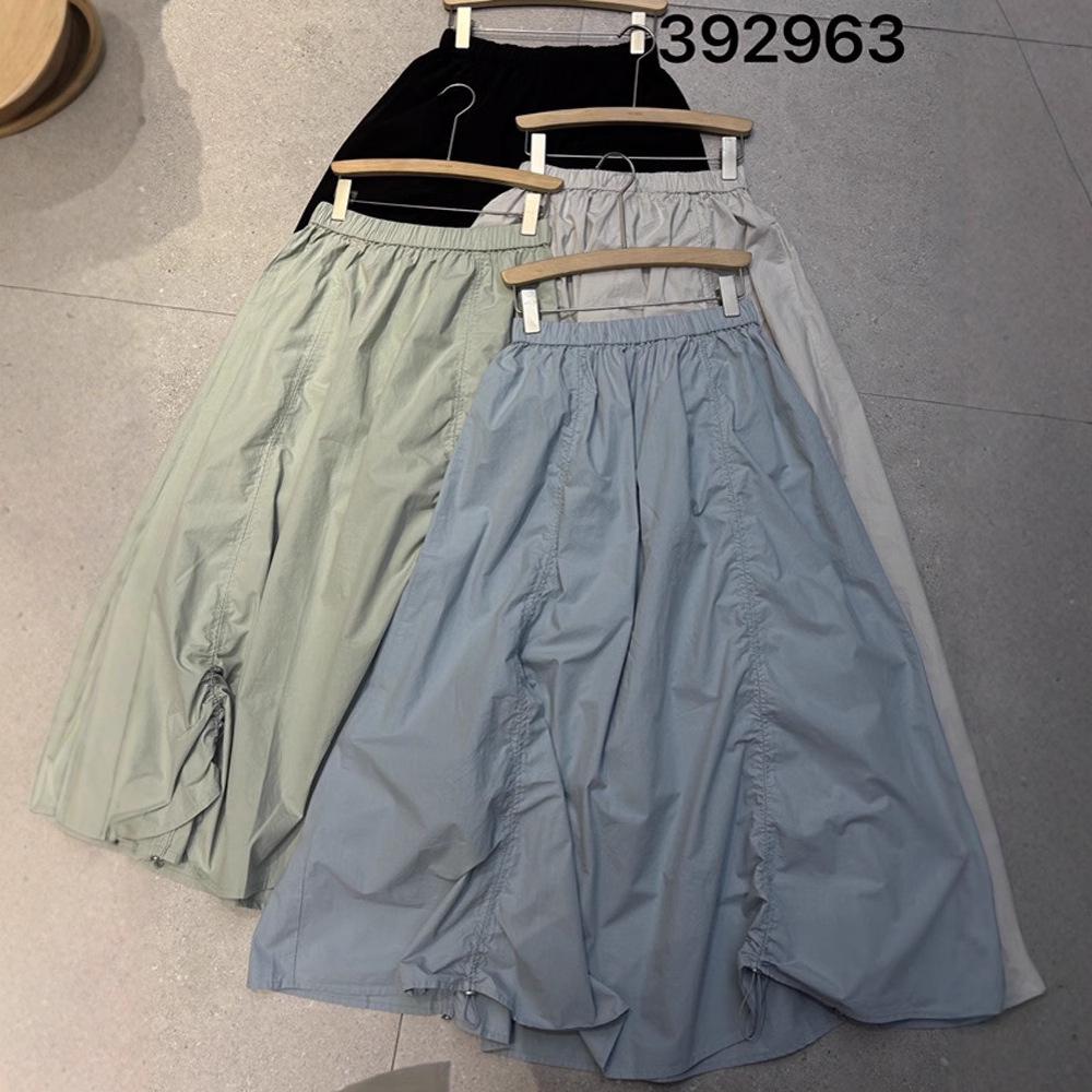 

High-Waisted Korean Style Plus Size Pleated Drawstring Cargo Midi Skirt One Size