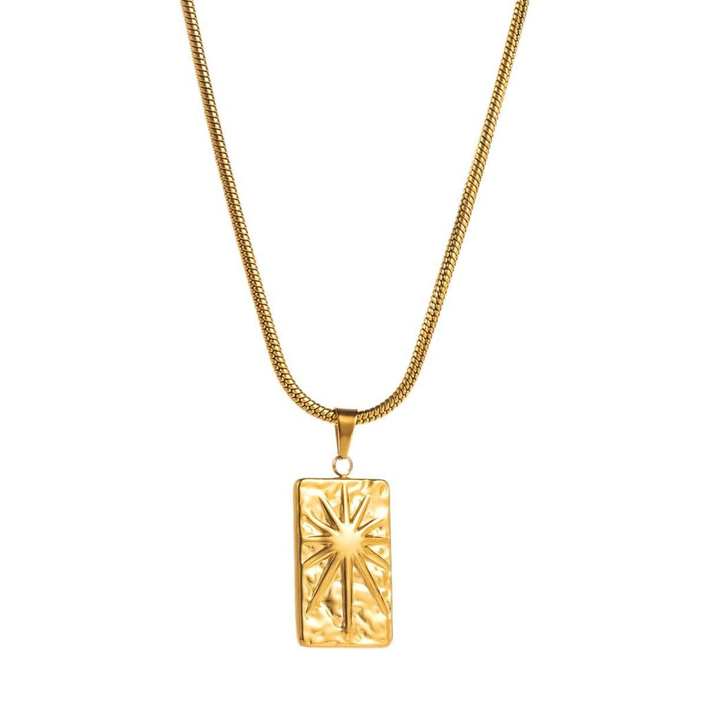Women European American Stainless Steel Eye Sun Pendant Necklace Vacuum 14K Fashion All Match Classic Necklace For Women