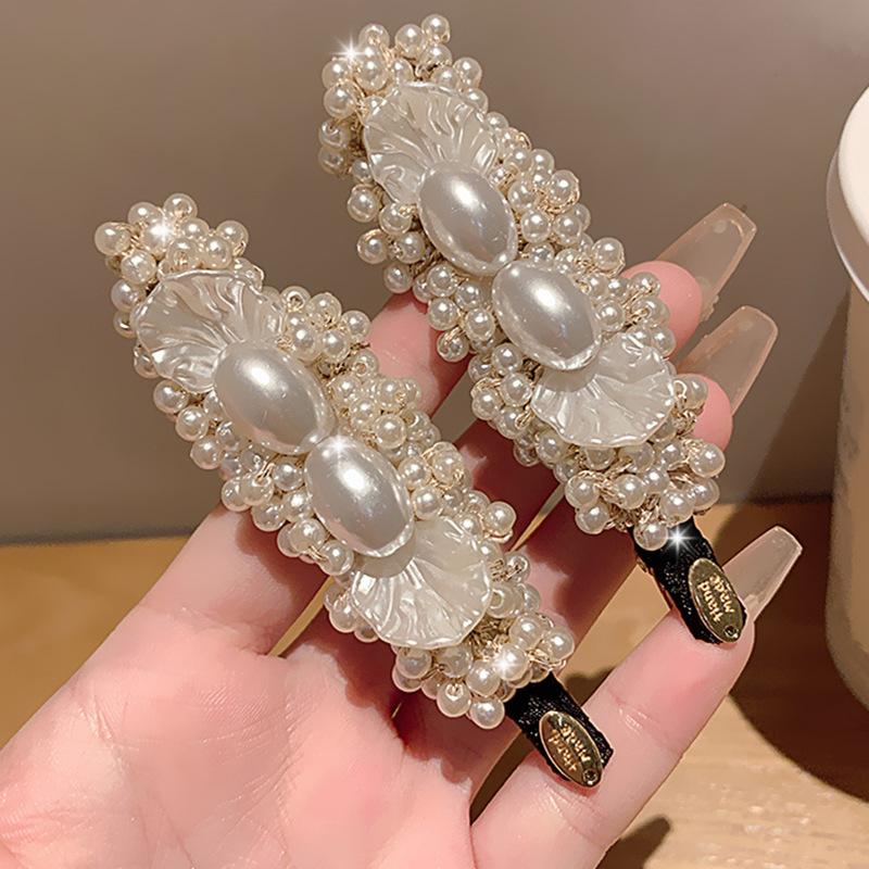 Mode Xiaoxiangfeng Perlenblüten-Haarnadel Frisches und Süßes Design Haarnadel Hinterkopf-Wicklung Entenschnabel-Klammer Haarschmuck Damen