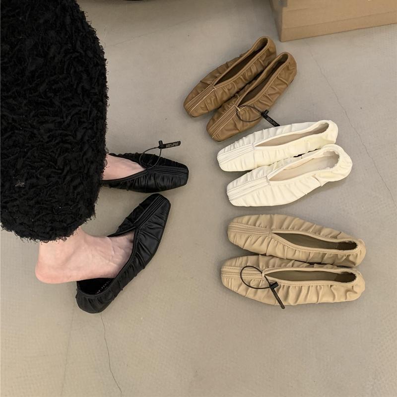 Fashion AIYUQI Women's Ballet Flats 2025 New  Comfortable Pleated Loafers For Women Large Size Shallow Mouth Soft Sole Female Shoes