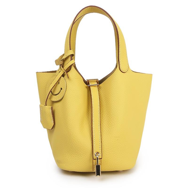 Erste Schicht Rindsleder Tasche Damen neue Retro vielseitige Handtasche echtes Leder Damen Tasche Gemüsekorb Beuteltasche