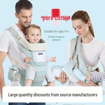 Foldable Baby Carrier Waist Stool: Dual-Use, Breathable & Portable, Front and Back Double Shoulder Baby Holder.