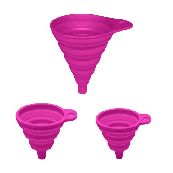 3Pcs Silicone Funnel Set Collapsible Kitchen Funnels Large Medium Small Funnels for Liquid Transfer Heat Resistant Bottling Kitchen Gadgets