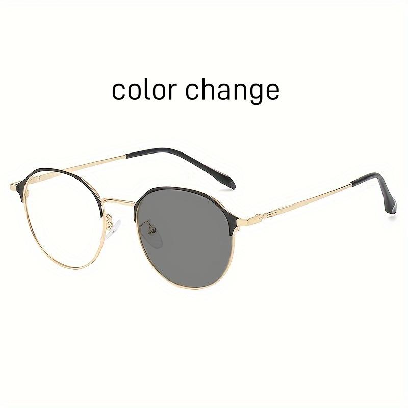 

Trendy Blue Light Blocking Glasses Unisex Retro Color Changing Metal Frame For Men Women Anti Eye Strain
