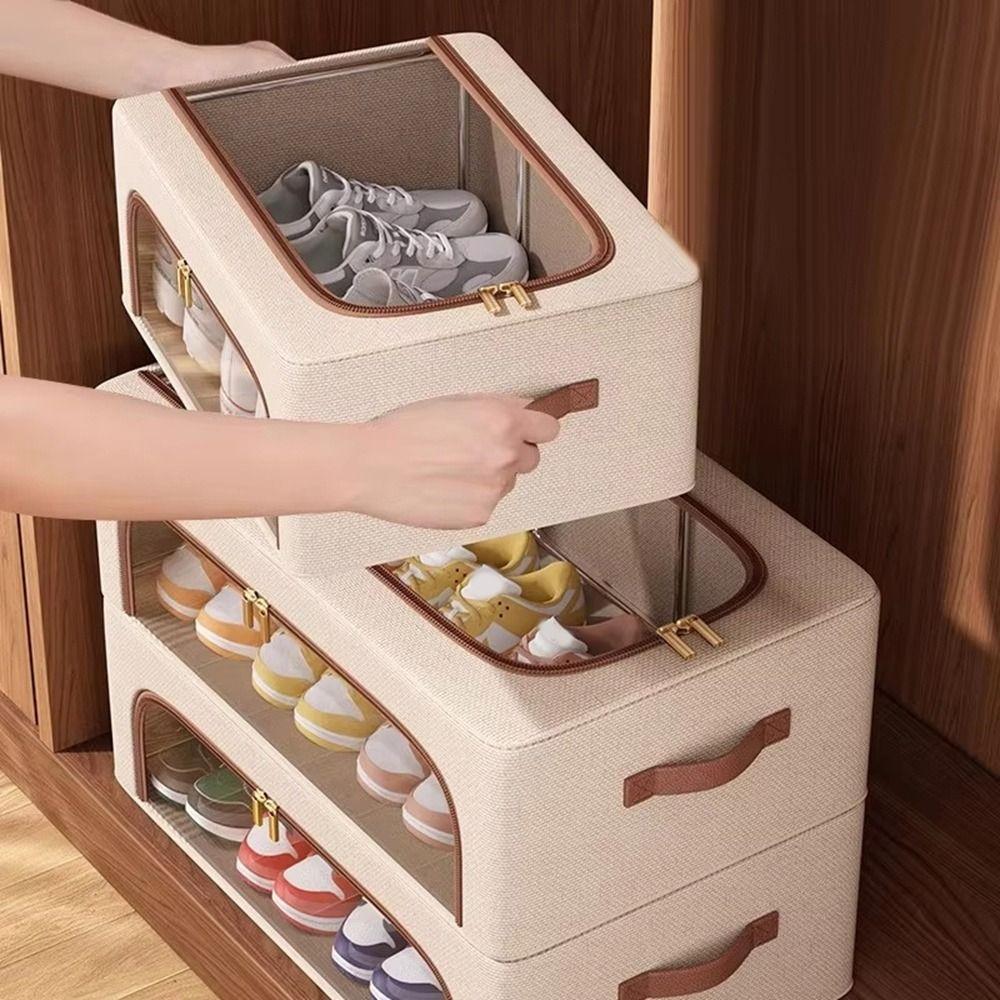 Sturdy Handles Clothes Quilt Storage Box Clear Window Shoe Storage Box Shoe Holder Wardrobe
