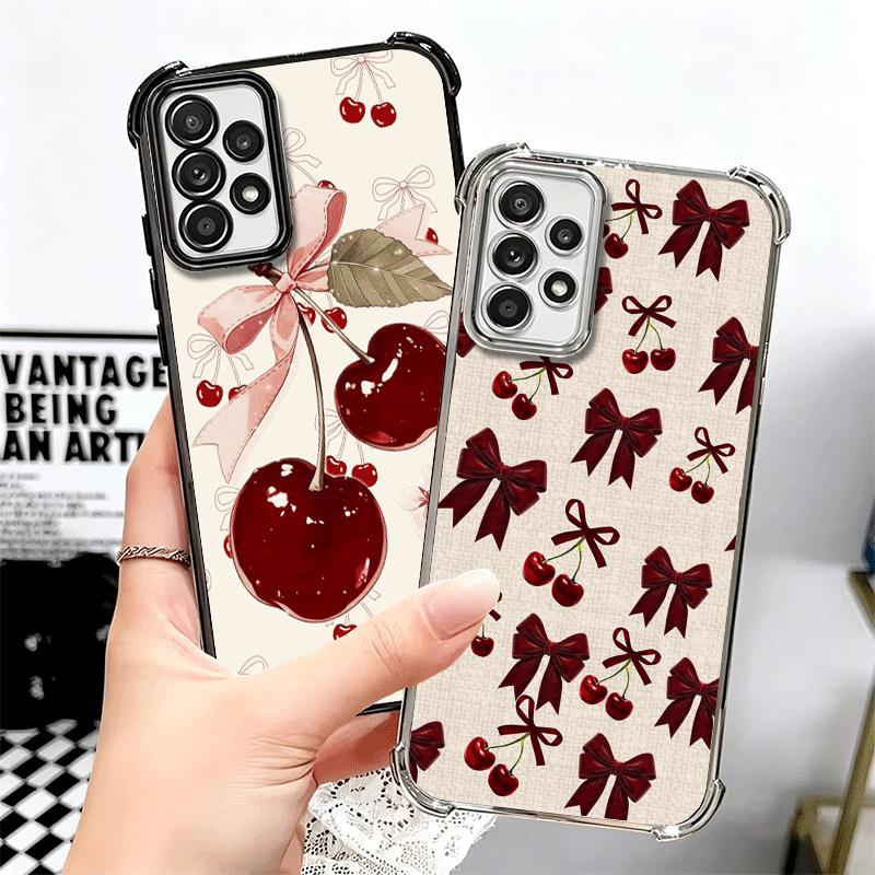 Cherry Bow Sweet Soft Phone Case For Samsung A17 A27 A07 A37 A57 A16 A56 A15 A55 A14 A54 A13 A53 A26 A36 A25 A35 A24 A34 A23 A33