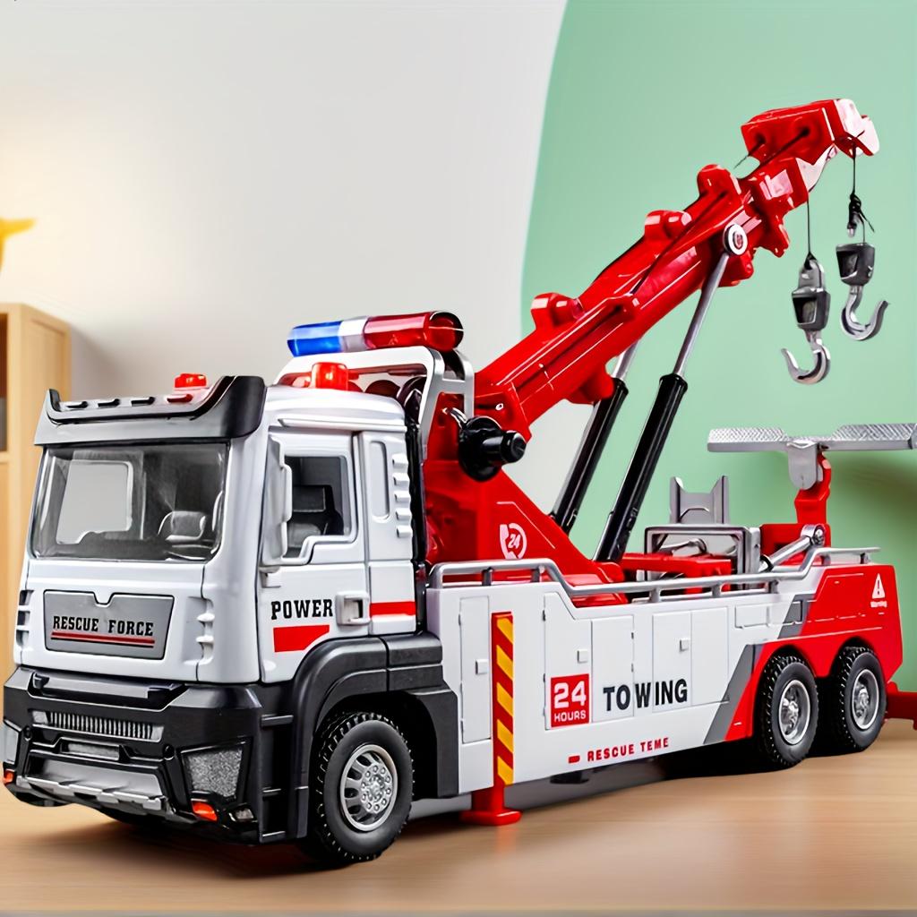 1:32 Scale Car Model Toys Double Hook Clearing Vehicles Metal Diecast Doors Opened Pull Back Sound Light Engineering Trucks for Kids