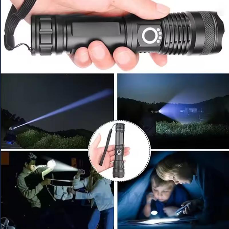 Ultra-high Power Rechargeable Tactical Flashlight Zoomable Aluminum Alloy Torch Outdoor Camping Fishing Hunting Emergency Gear